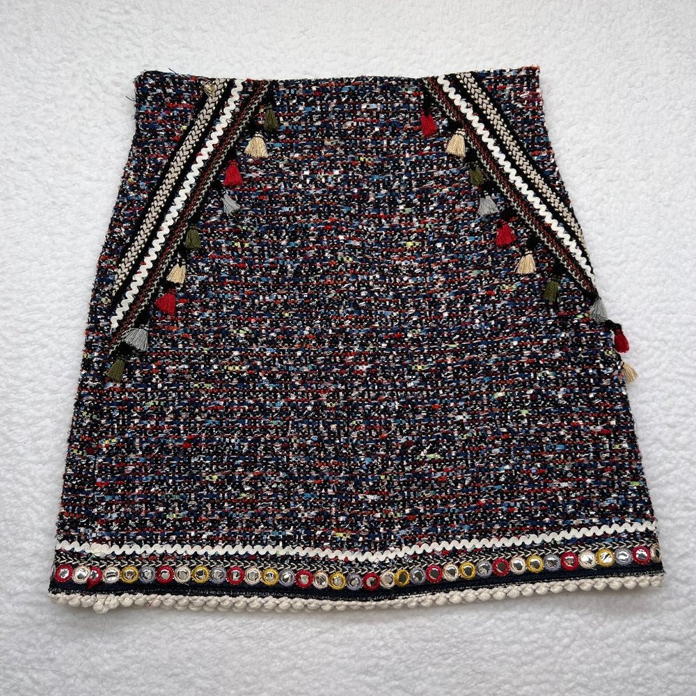 ZARA | Woman Tweed Tassel Skirt Size XS